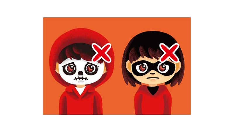 顔がわからなくなるコスチューム、アイテム、メイク
