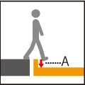 A: About 30 cm between boarding area and vehicle floor  The gap between the boarding area and vehicle depends on the water level.
