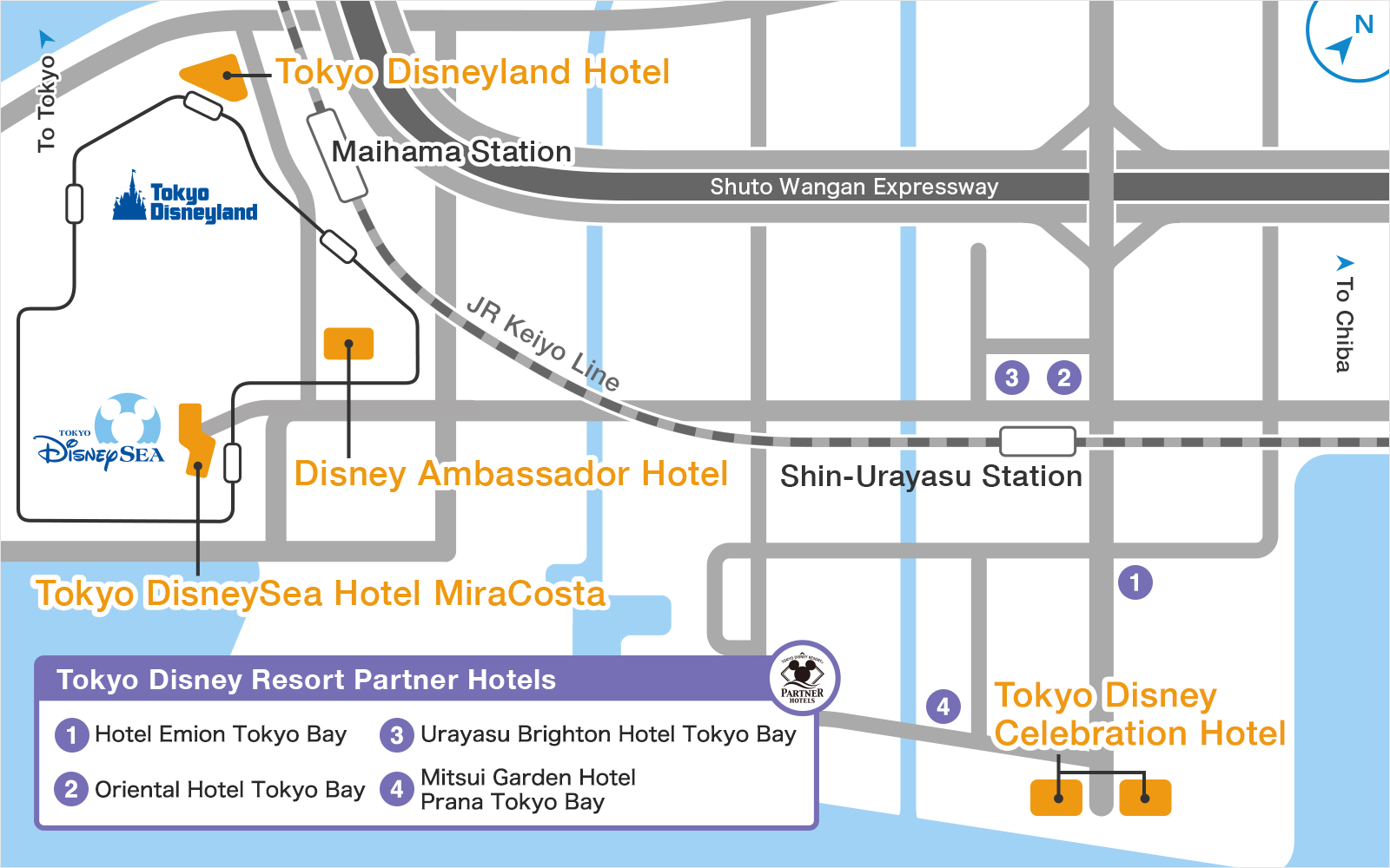 General location of the hotels