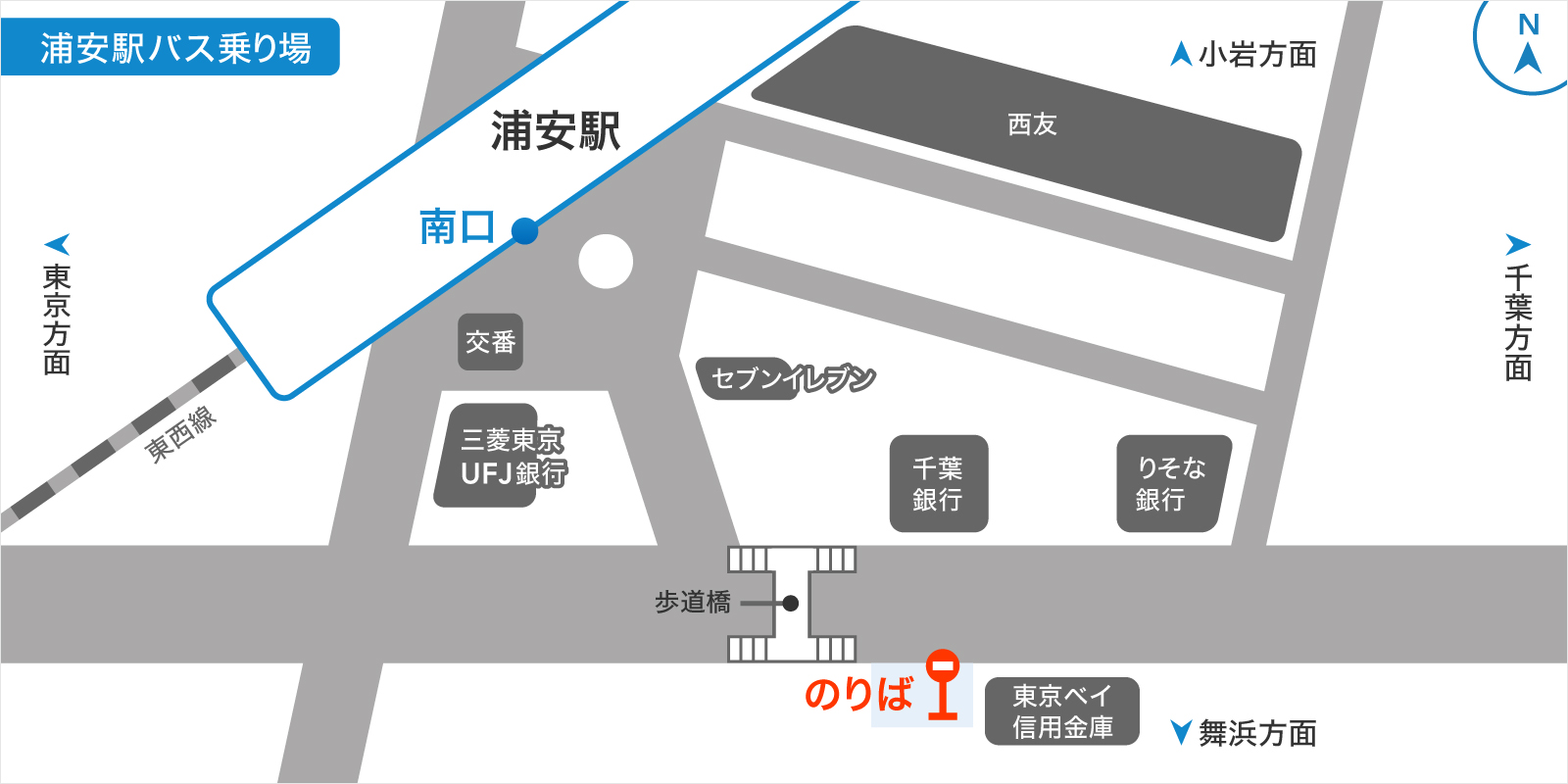 浦安駅バスのりばの地図