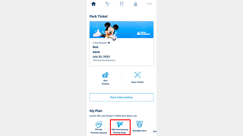 For more information, please check the page to select experiences under Tokyo Disney Resort 40th Anniversary Priority Pass on Tokyo Disney Resort App.