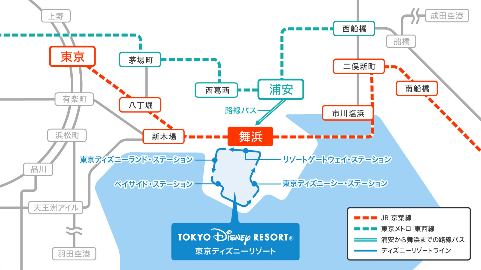 電車を利用の地図