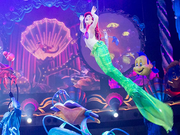 Attend a concert with Ariel under the sea Mermaid Lagoon Theater in Mermaid Lagoon 