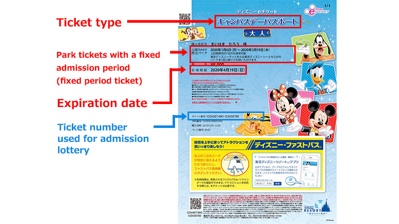 Park tickets with a fixed admission period (fixed period ticket)