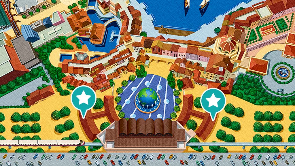 東京ディズニーシーのパークチケット販売窓口の地図